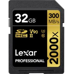 LEXAR PROFESSIONAL 2000X SDHC 32GB U3 V90 UHS-II (up to 300MB/s read, 260MB/s write)