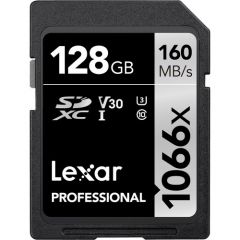 LEXAR PROFESSIONAL 1066X SDXCTM UHS-I CARD SILVER SERIES 128GB (up to 160MB/s read, up to 120MB/s write)