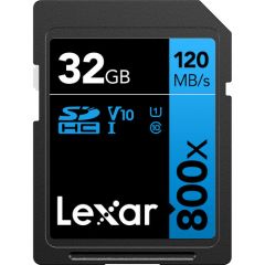 LEXAR High-Performance 800x SDHCTM UHS-I CARD BLUE SERIES 32GB U1 V10 (up to150MB/s read)