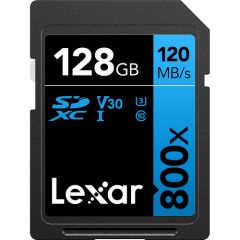 LEXAR High-Performance 800x SDXCTM UHS-I CARDd BLUE SERIES 128GB U3 V30 (up to 150MB/s read, up to 45MB/s write)