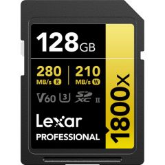 LEXAR PROFESSIONAL 1800X SDXCTM UHS-II CARD GOLD SERIES 128GB (up to 280MB/s read, up to 210MB/s write)